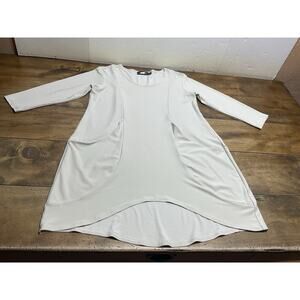 SYMPLI Asymmetrical Dress Stretch Pockets Beige Size 6
